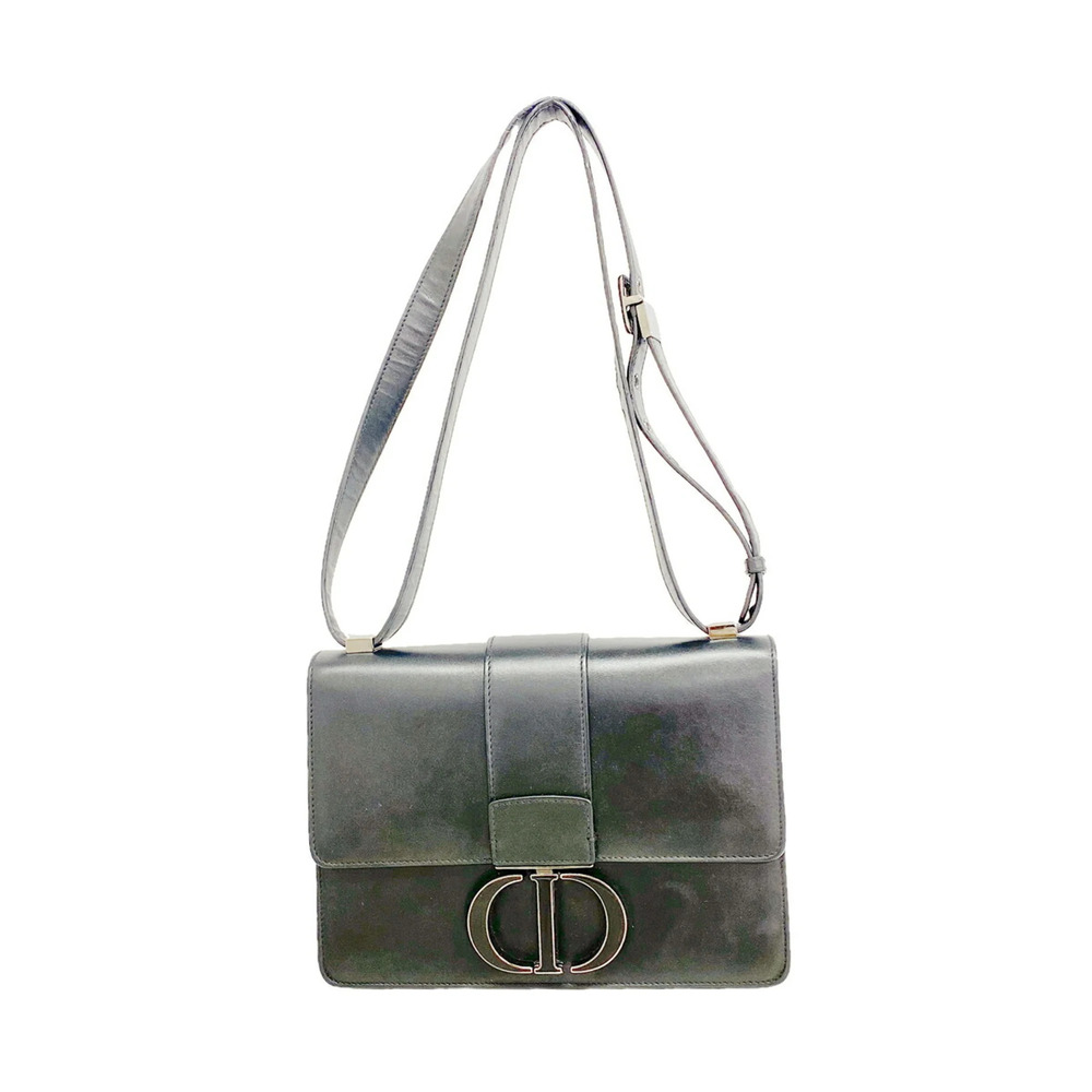 Christian Dior Shoulder Bag, Caro Leather, Black, Women's OP025526